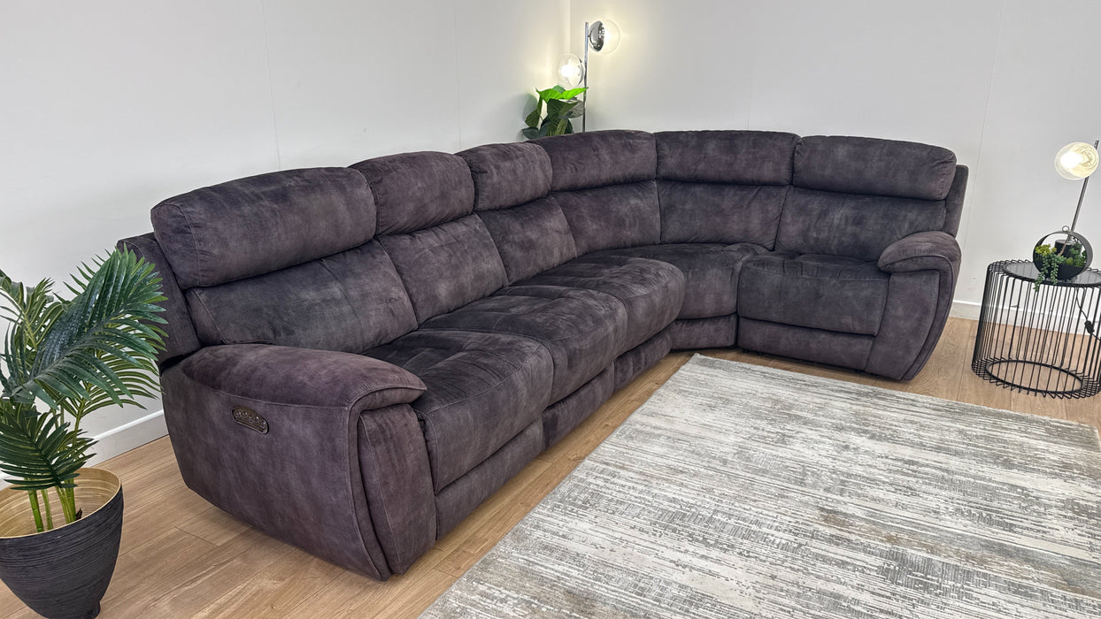 Sofology The Radleigh 3 Corner 1  Fabric Recliner Sofa in Decent Charcoal