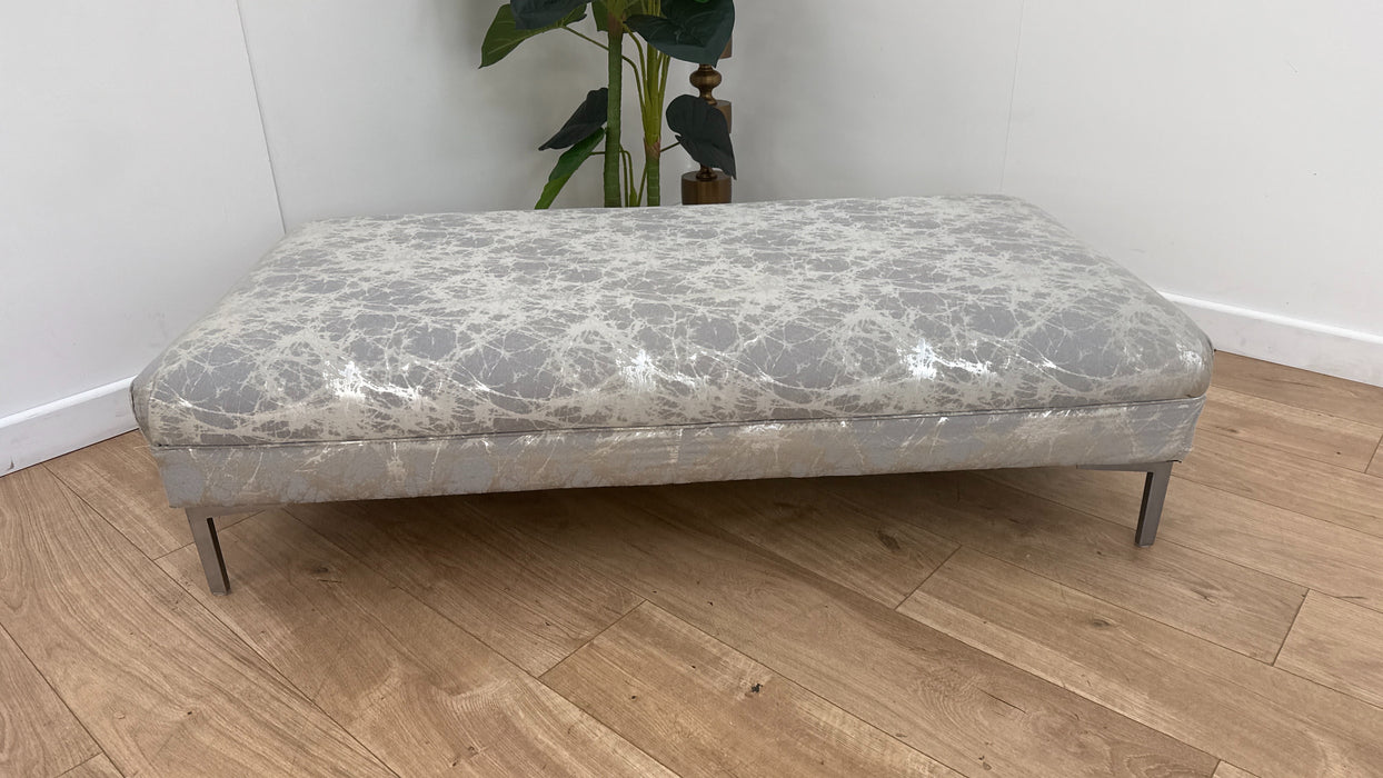 Sofology Rococo Fabric Designer Footstool Foam in Quartz Stone