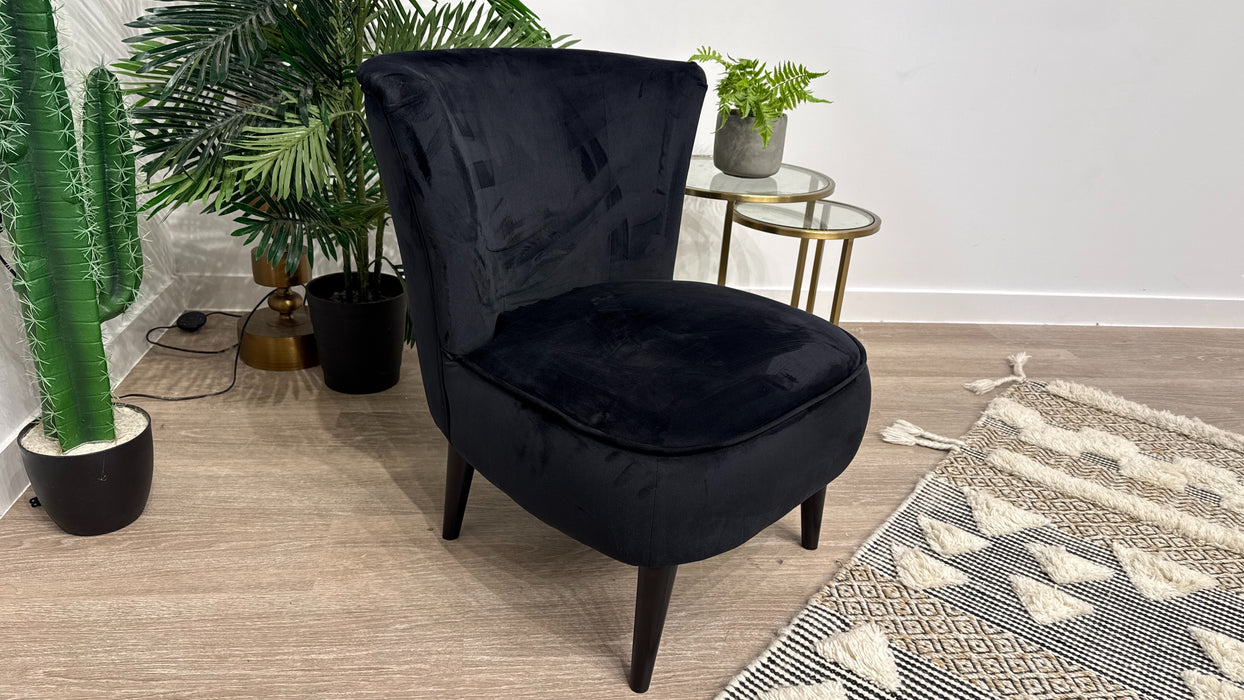 DFS Slipper Fabric Accent Chair in Sensual Velvet Black