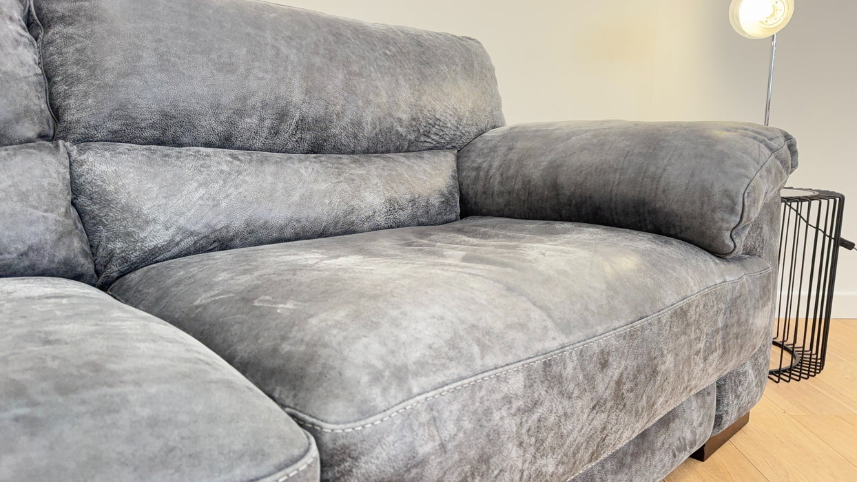 Santino 3 - Leather Sofa - Utah Grey