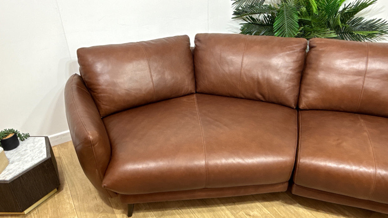 Sofology Adler Leather Asymmetric 4 Seater in Relaxed Soft Brown