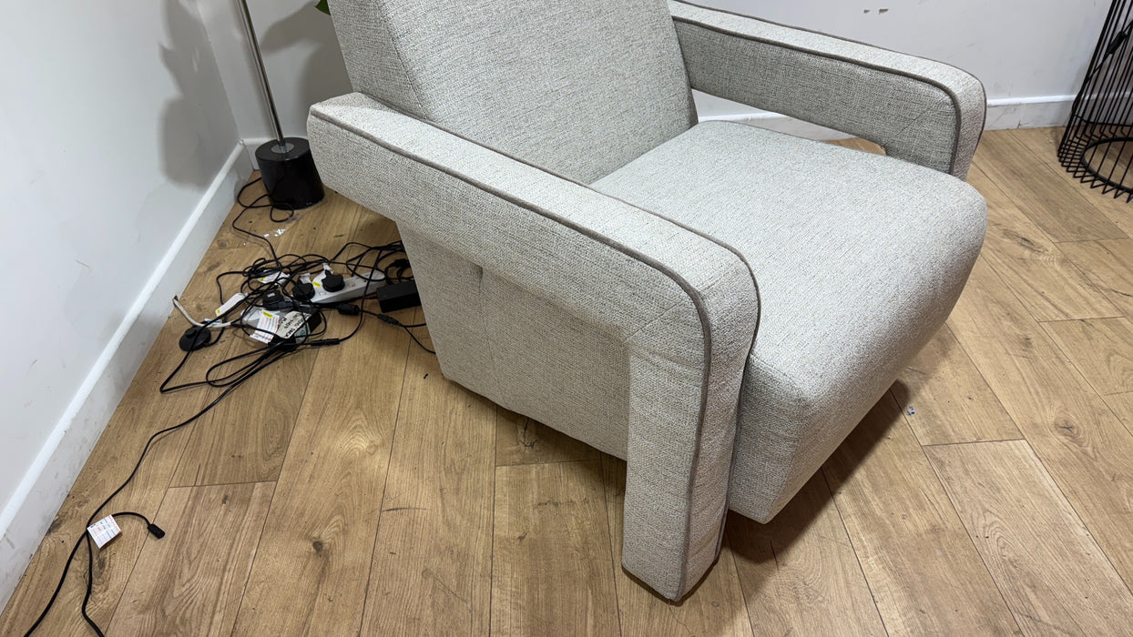 Sofology Russo Fabric Accent Chair in Lustre Weave Contrast Piping Pebble Mix