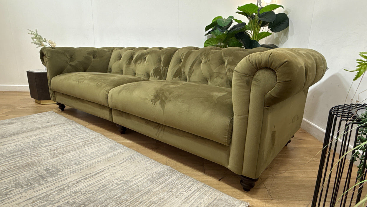 Sofology Kensington Fabric 4 Seater Split in Matt Velvet Moss