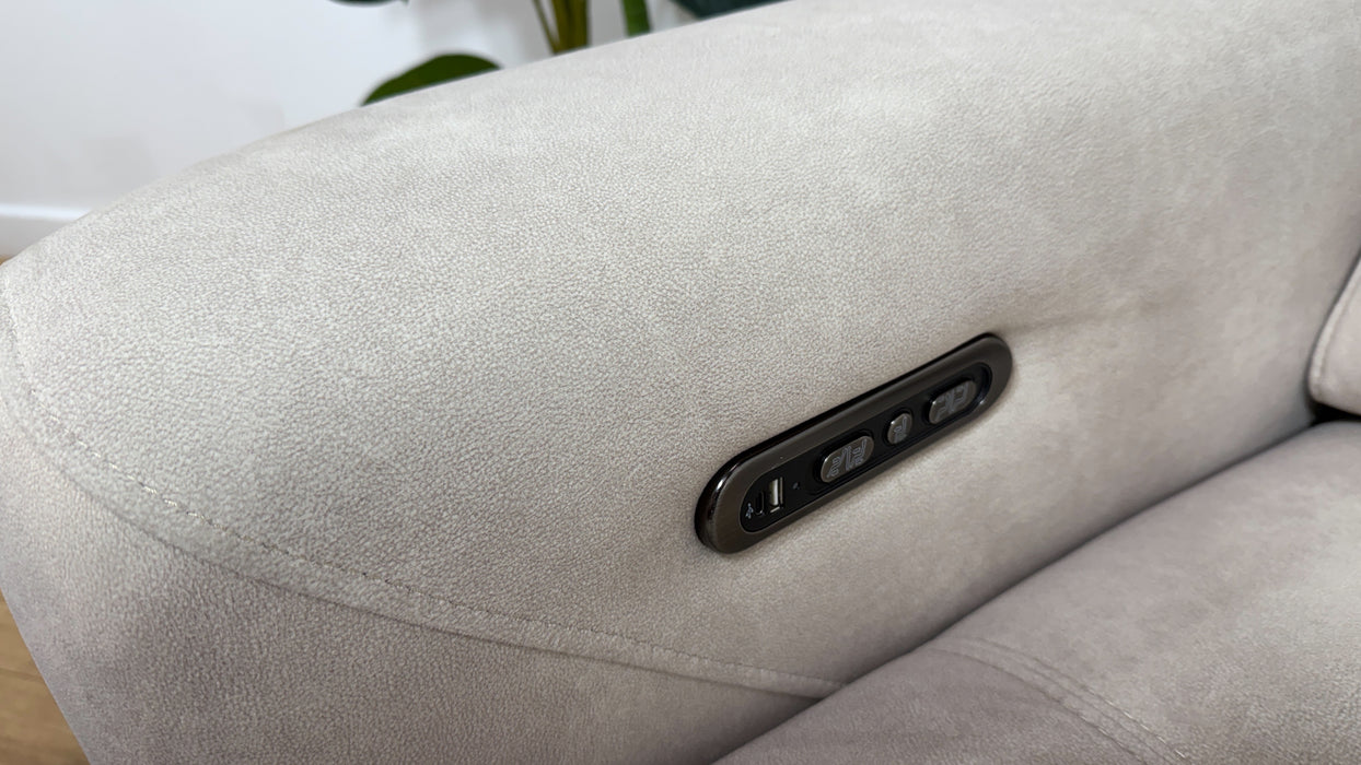 Sofology Marvella Fabric 2 Seater Power Recliner/Headrest in Lifestyle Flecked Ivory