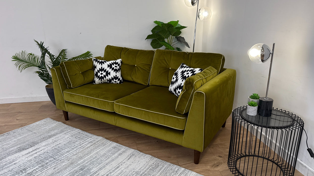 Cricket 3 Seater Sofa - Fabric - Green Velvet Mix