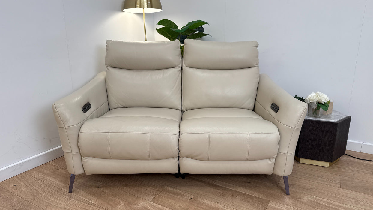Sofology Renato Leather 2 Seater Power Recliner in Trusty Embossed Bone China