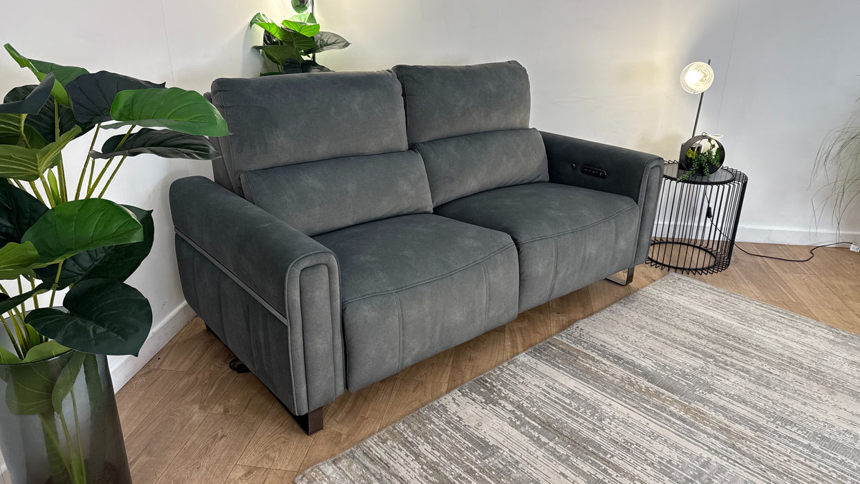 Sofology The Ravello Fabric 2.5 Seater Power Recliner/Headrest Heated Seat Lumbar in Lifestyle Flecked Mineral Green