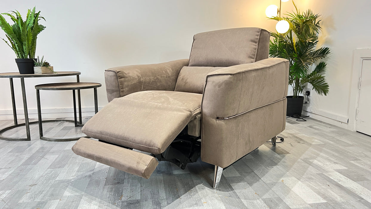 Dakota 1 Seater - Fabric Power Recliner Chair - Toronto Cappuccino