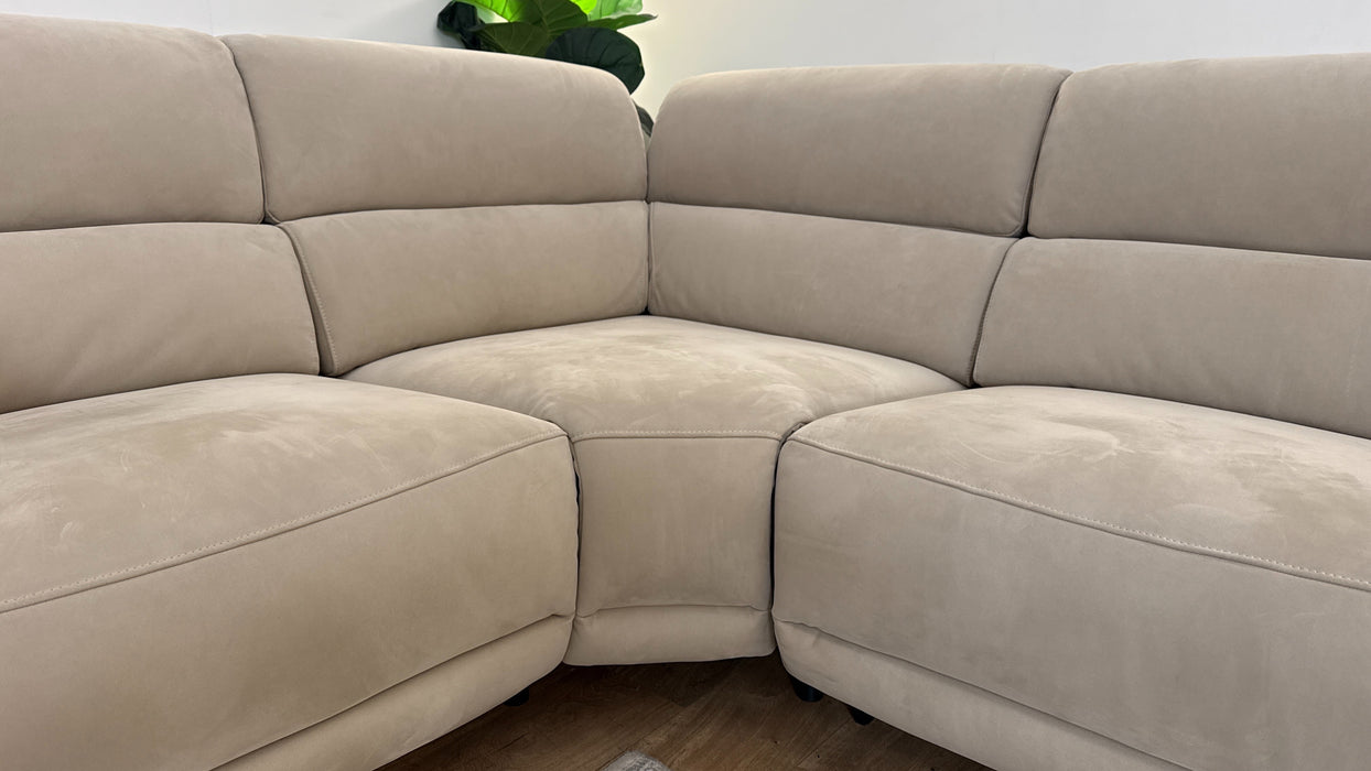 Sofology The Fratelli Fabric 1.5 Corner 3 Power Recliner/Headrest in Lifestyle Nubuck Feel Stone