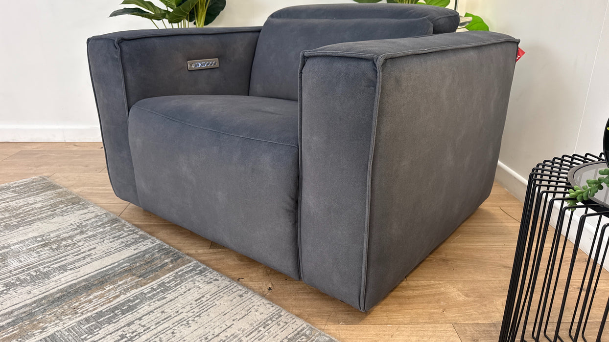 Sofology The Horizon Fabric Loveseat Power Recliner/Headrest in Lifestyle Flecked Charcoal