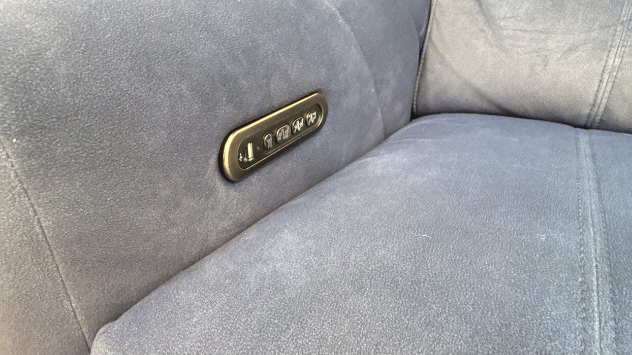 Sofology Allure Fabric 2.5 Seater Screen Console Power Recliner/Headrest Heated Seats Lumbar Support Speakers in Lifestyle Flecked Navy