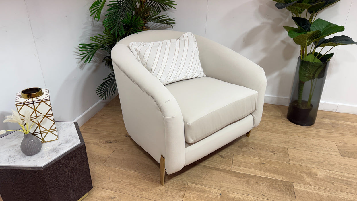 Sofology Oscar Fabric Accent Chair in Super Matt Velvet Ecru Mix