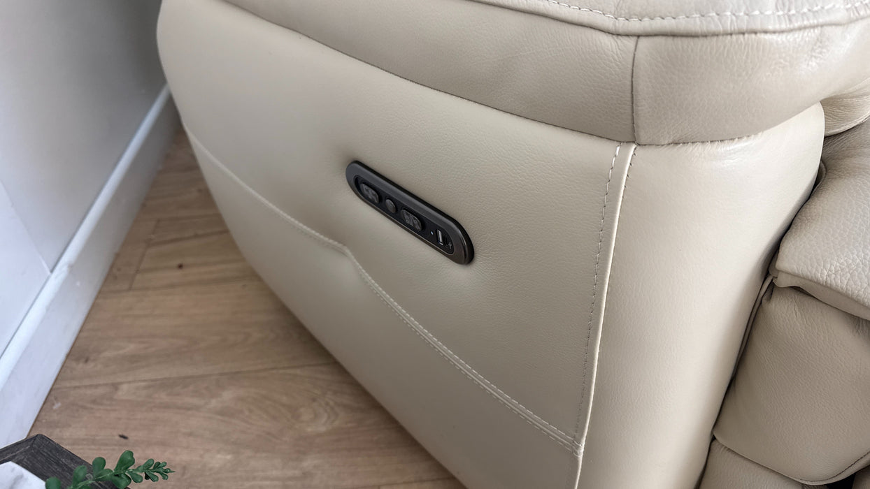 Sofology Gracie Leather 2 Seater Power Recliner/Headrest in Trusty Sheen Bone China