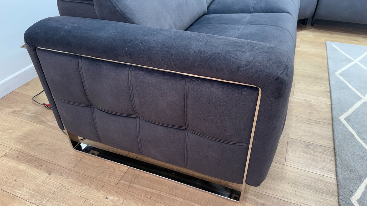 Sofology Marvella Fabric 3 Corner 1.5 Power Recliner/Headrest in Lifestyle Flecked Anthracite