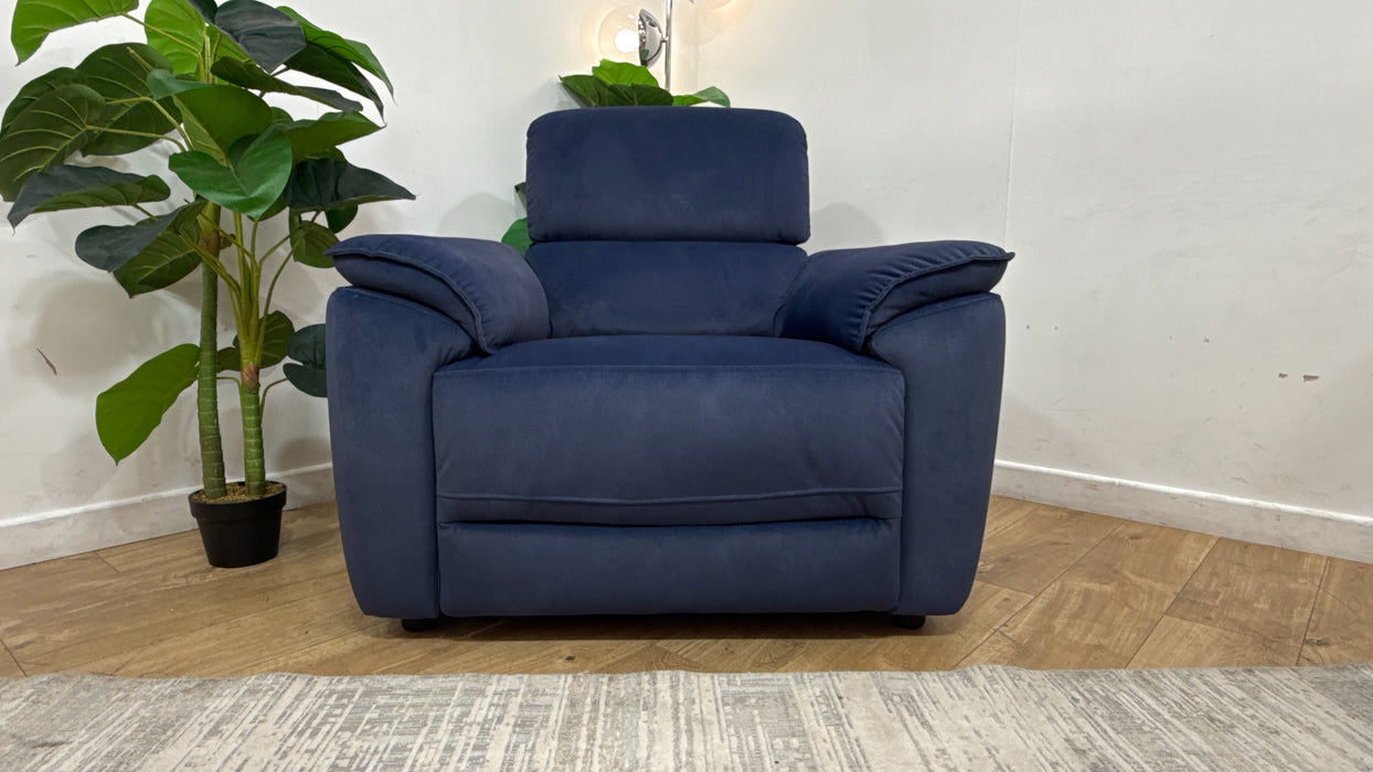 Sofology Hugo Fabric Chair Power Recliner/Headrest in Lifestyle Flecked Navy