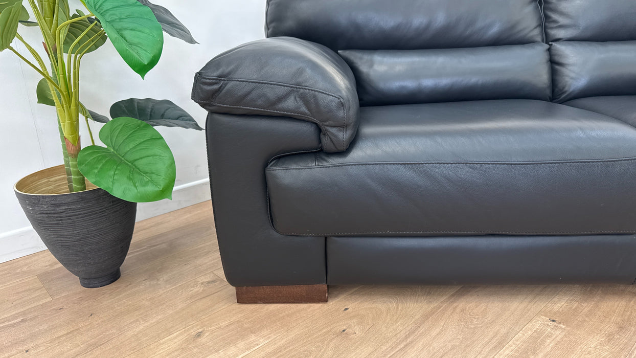 Santino 2 Seater - Leather Sofa - Hampshire Black