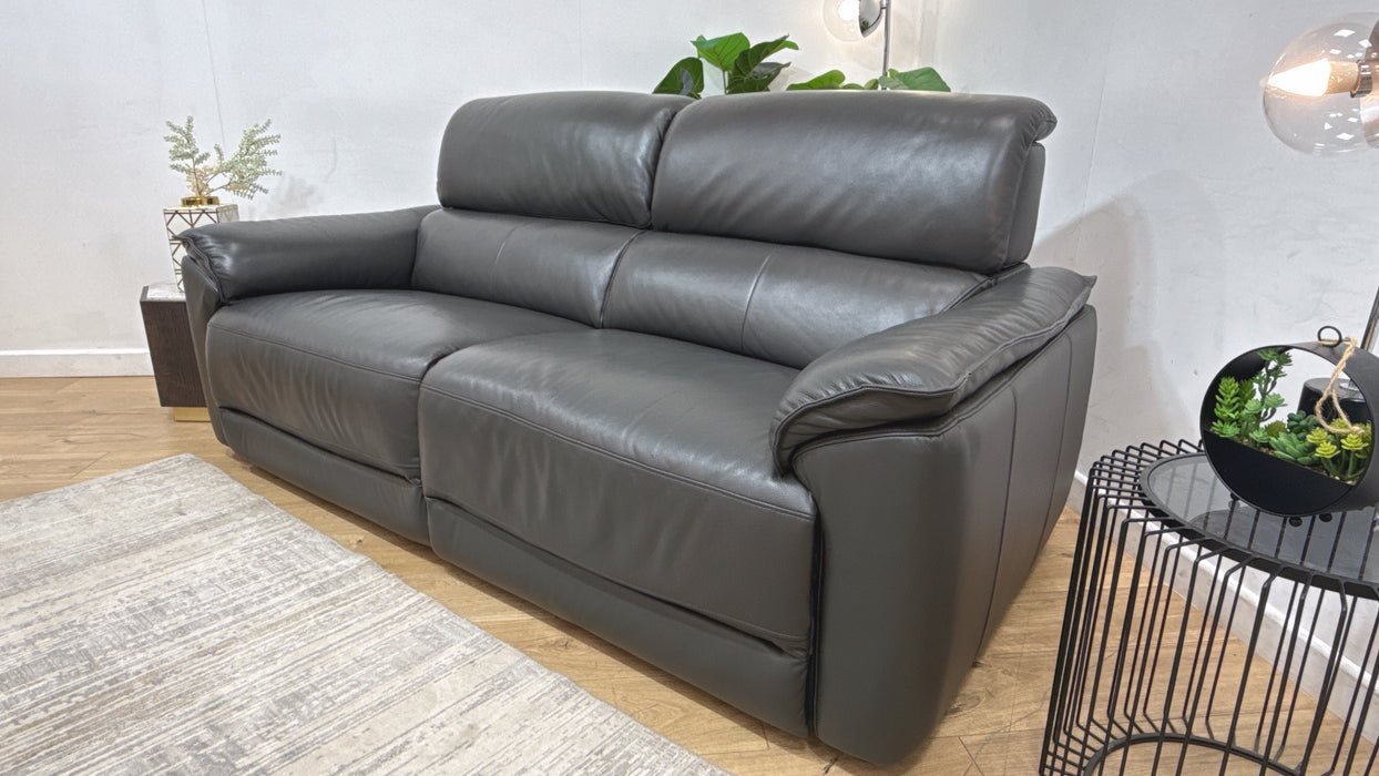 Sofology Hugo Leather 2.5 Seater in Trusty Embossed Charcoal