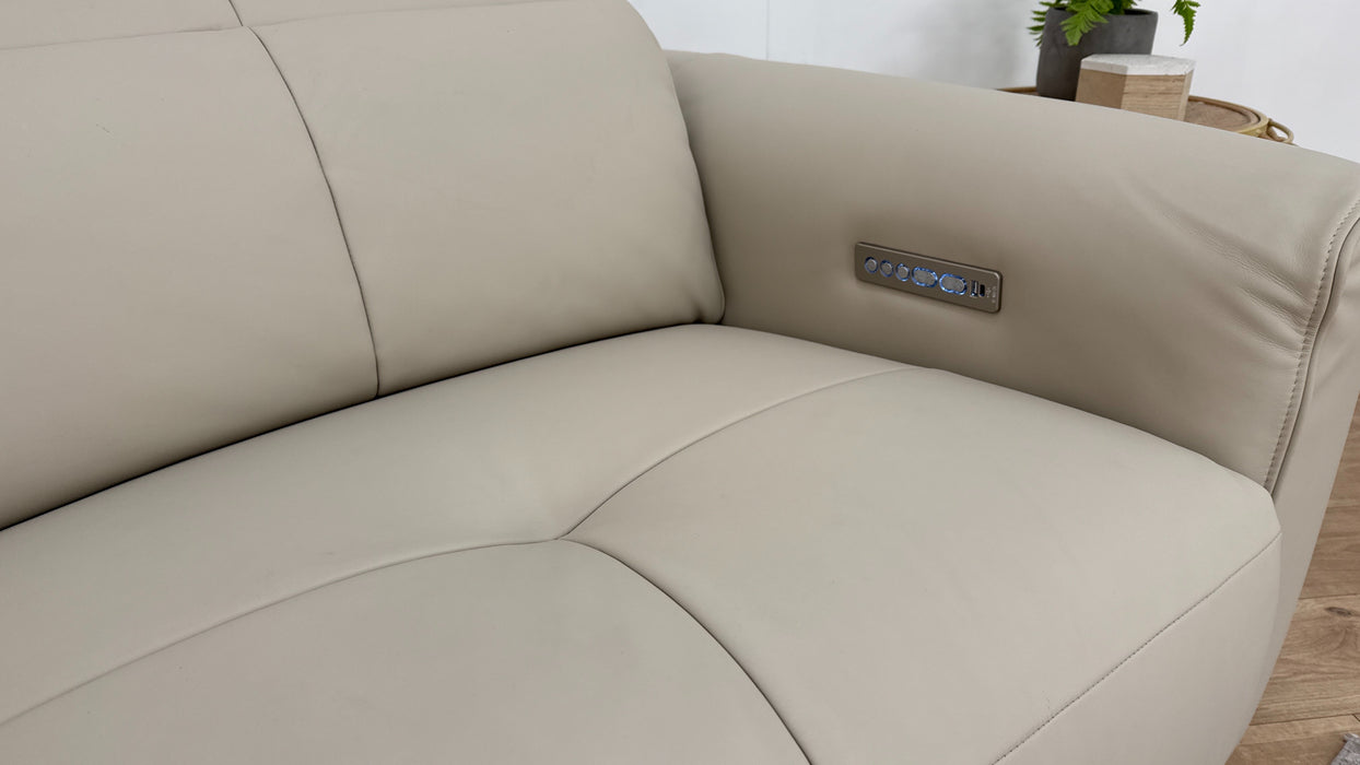 Sofology The Riviera Leather 2.5 Seater Power Recliner/Headrest in Trusty Super Matt Stone
