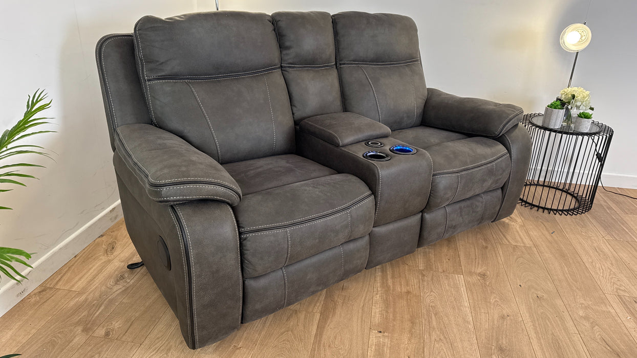 Vinson 2 Seater - Fabric Power Reclining Sofa + Smart Console & Speakers - Graphite