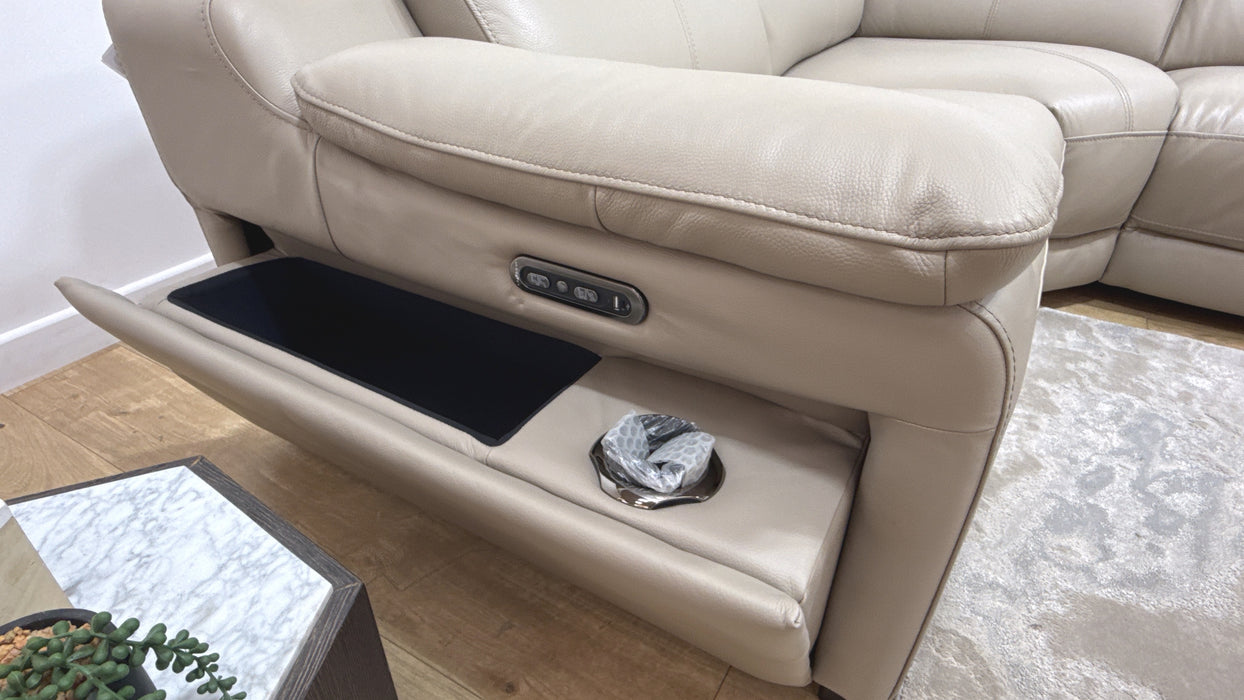 Sofology Portland Leather 1.5 Corner 3 Triple Power Recliner/Headrest in Trusty Embossed Stone