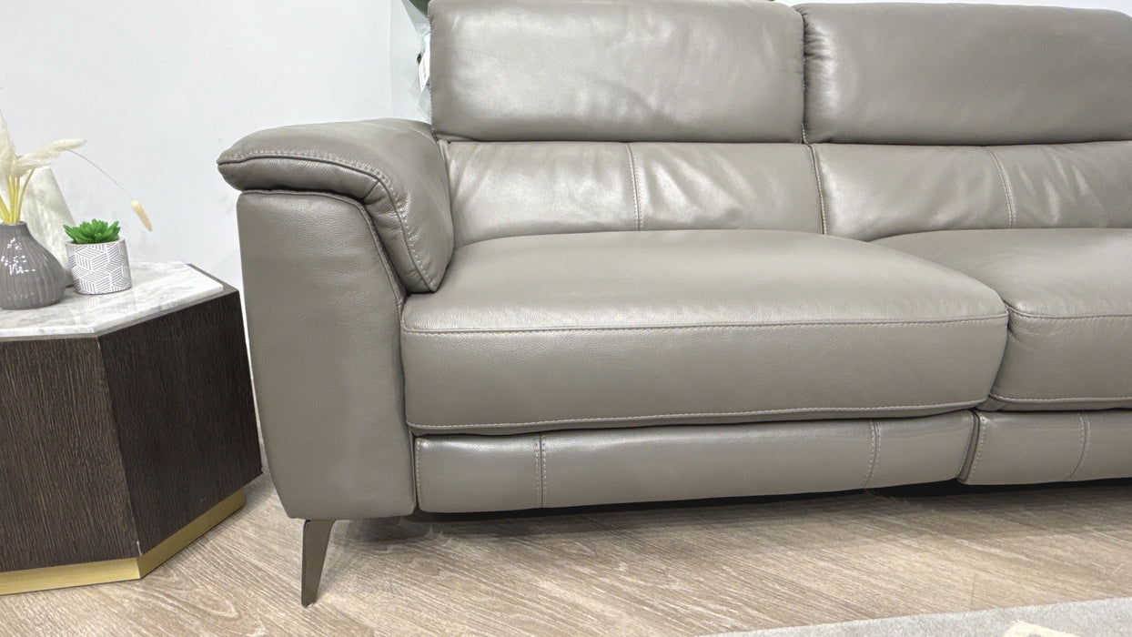 Sofology Illinois 3 Seater Leather Power Recliner in Fossil Grey