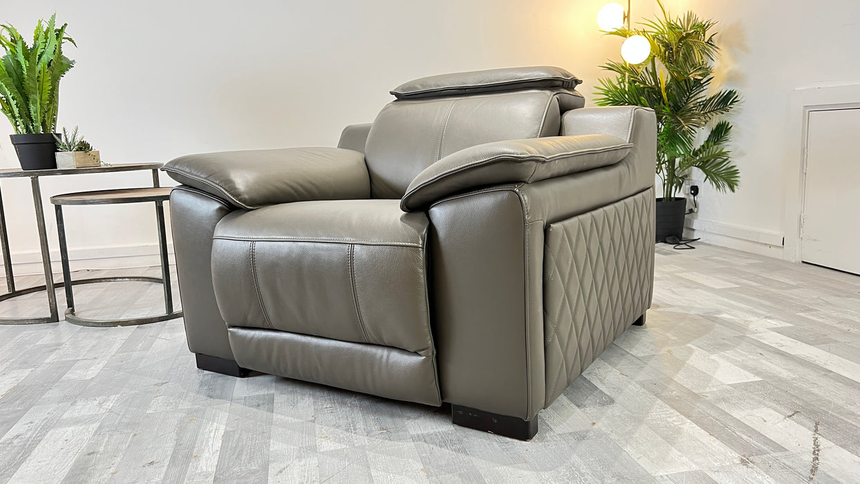 Benz Chair - Trusty Sheen Leather Storm - Power Recliner