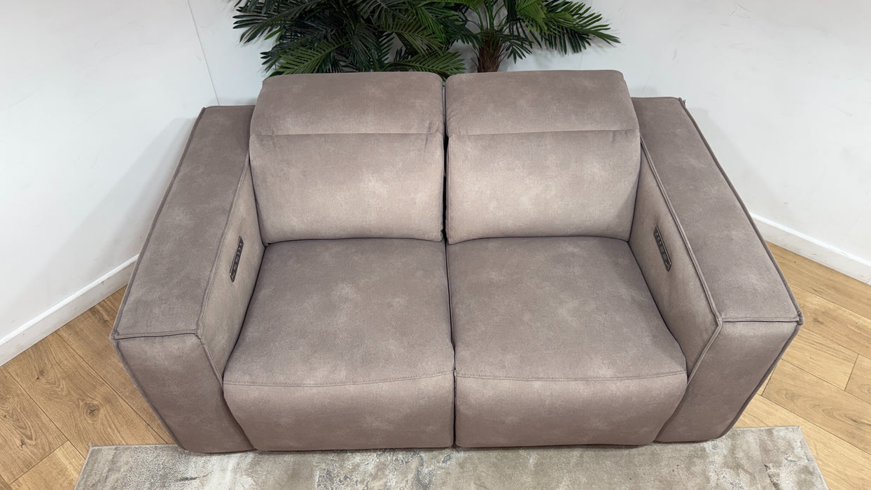 Sofology Horizon Fabric 2 Seater Power Recliner/Headrest in Lifestyle Flecked Nutmeg
