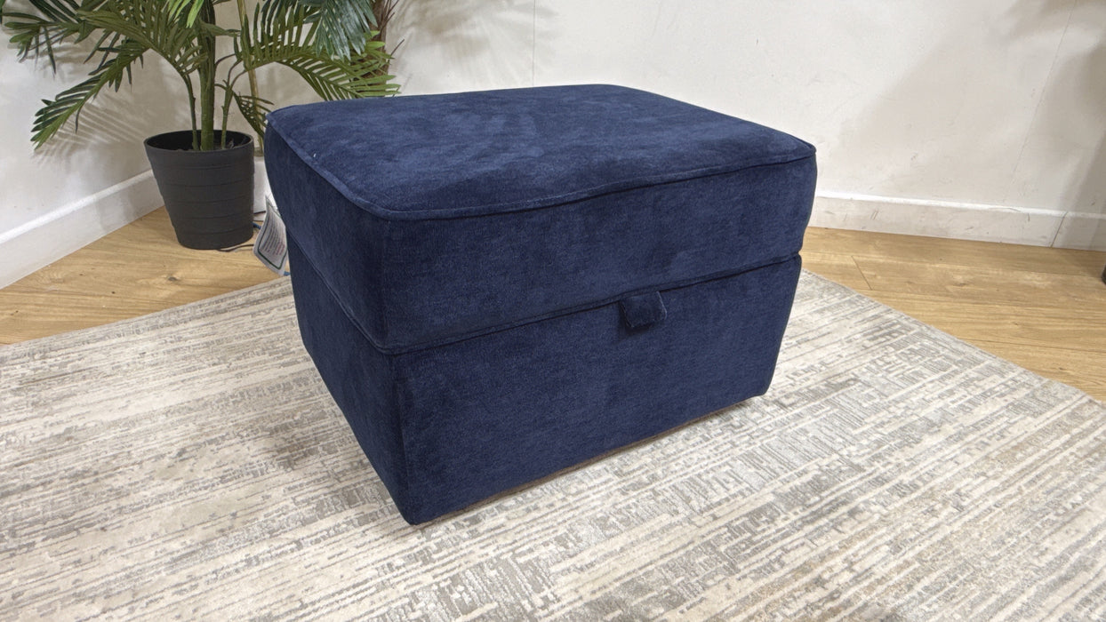 Sofology Mayfair Fabric Storage Footstool in Soft Chenille Navy All Over