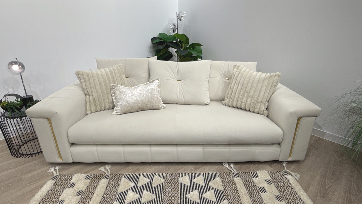 Sofology Oscar 4 Seater Fabric Sofa in Super Matt Velvet Ecru