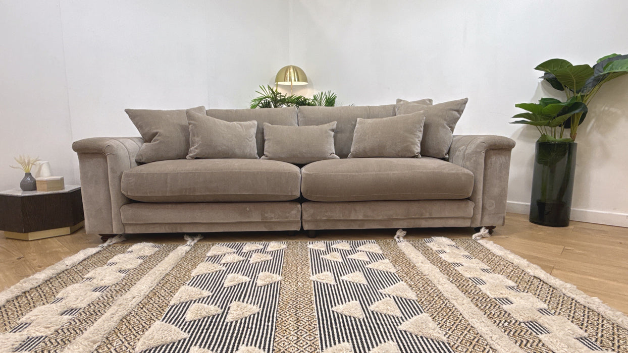 Sofology Regency Fabric 4 Seater Split Foam Seats in Fine Textured Chenille Stone