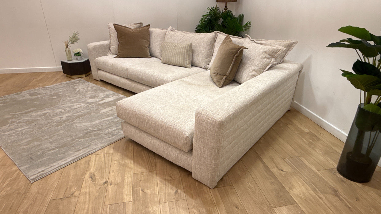 Sofology Cove Fabric Grande Chaise No Panel in Artisan Chenille Ecru Mix