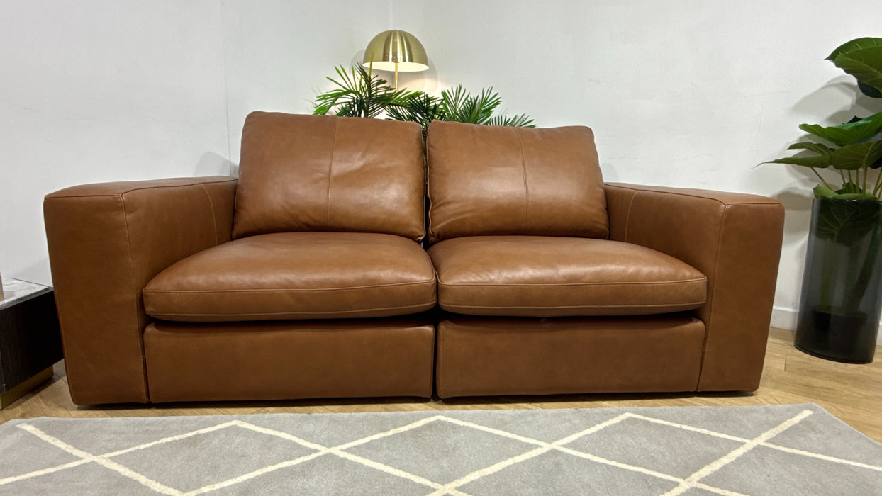 Sofology Retreat Leather 2 Seater in Relaxed Soft Tan Mix