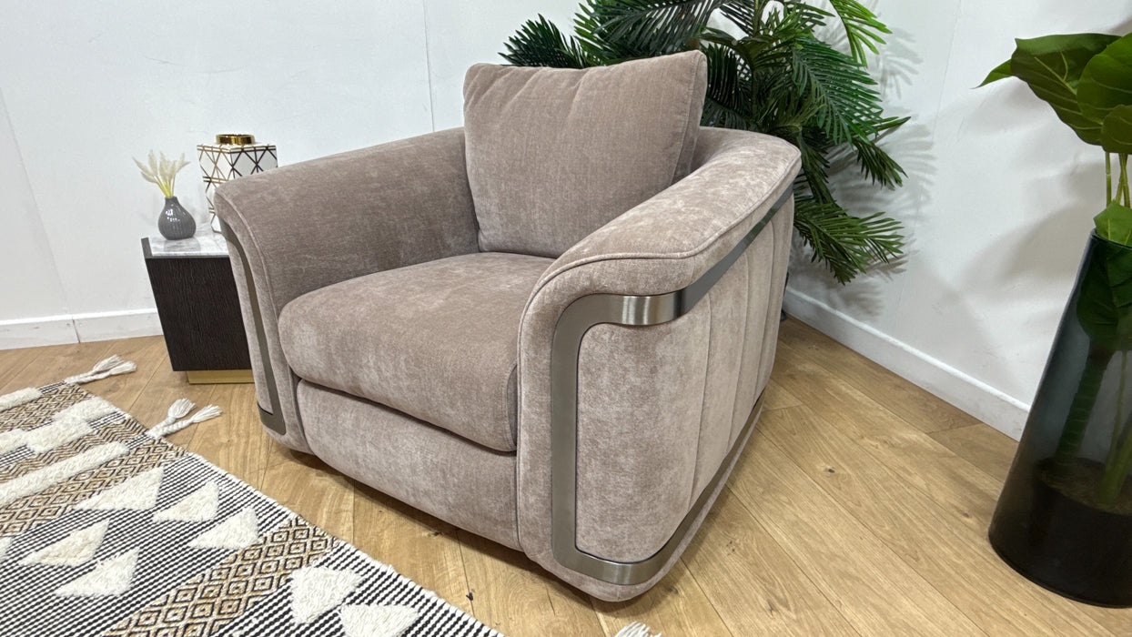 Sofology Plaza Fabric Swivel Chair in Relaxed Chenille Nutmeg