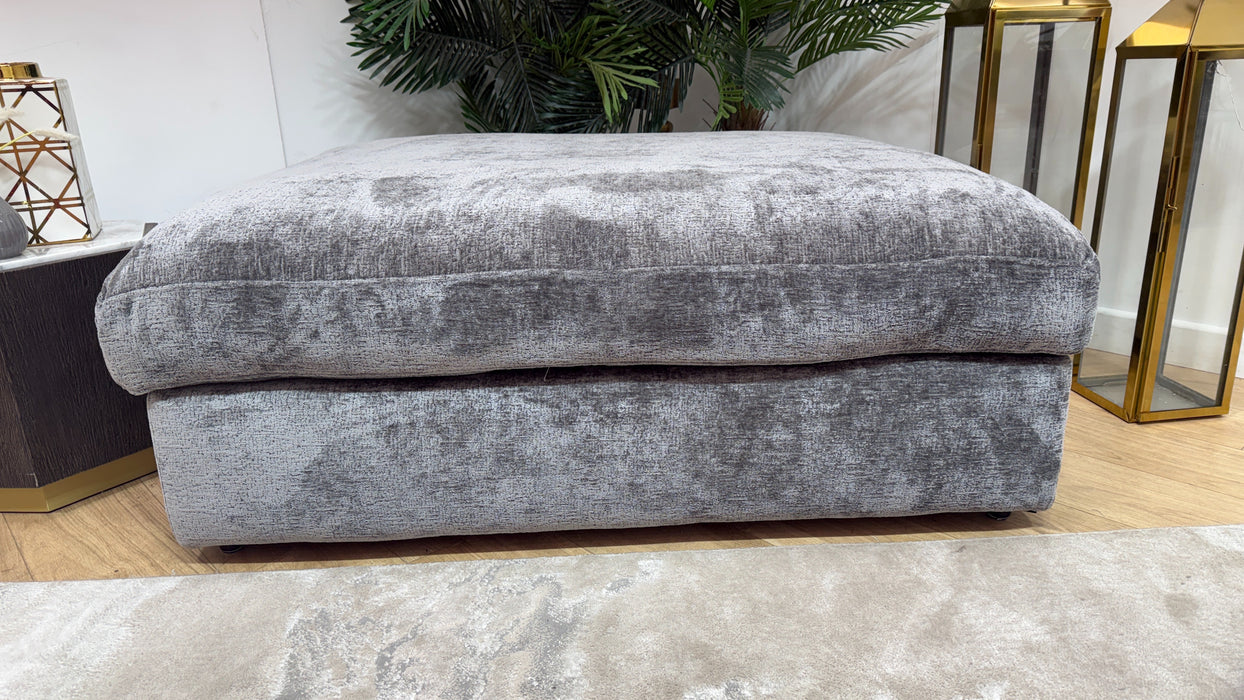 Sofology Bellagio Fabric Footstool Feather Flex Filling in Chunky Luxe Chenille Charcoal