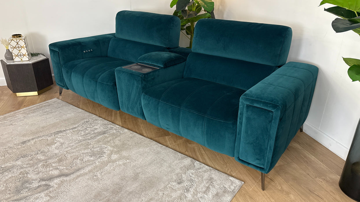 DFS Showcase Expresso 2 Seater Fabric Cinema Recliner in Velvet Teal