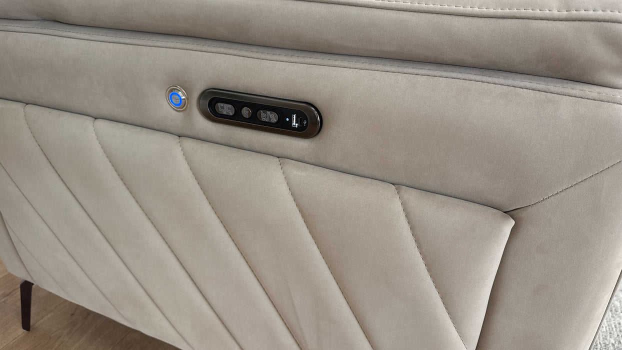 Sofology The Fratelli Fabric 1.5 Corner 3 Power Recliner/Headrest in Lifestyle Nubuck Feel Stone