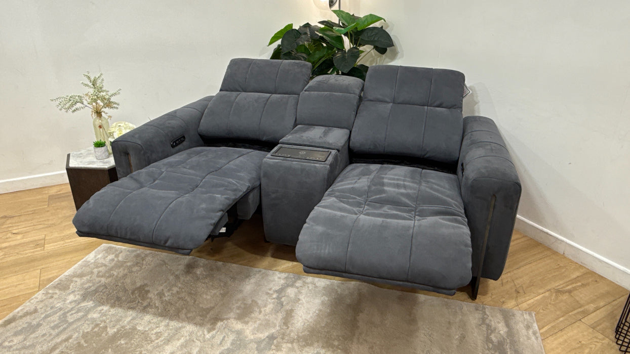 Sofology The Paramount 2 Seater Console Power Recliner/Headrest in Lifestyle Flecked Fabric Charcoal