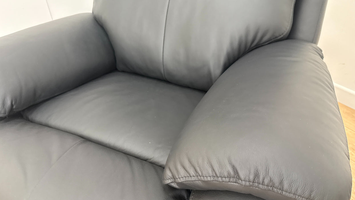 DFS Daytona Leather Recliner Rocking Chair in Jet Black