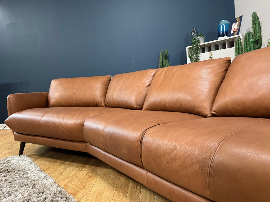 Adler Asymmetric Leather 4 Seater - Relaxed Soft Tan (WA2)