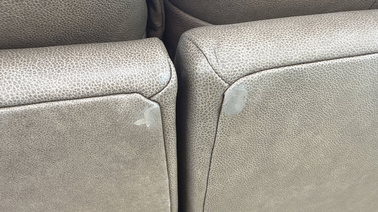 Sofology Artisan Leather 4 Seater Split in Artisan Relaxed Natural Grain Taupe/Natural Mix