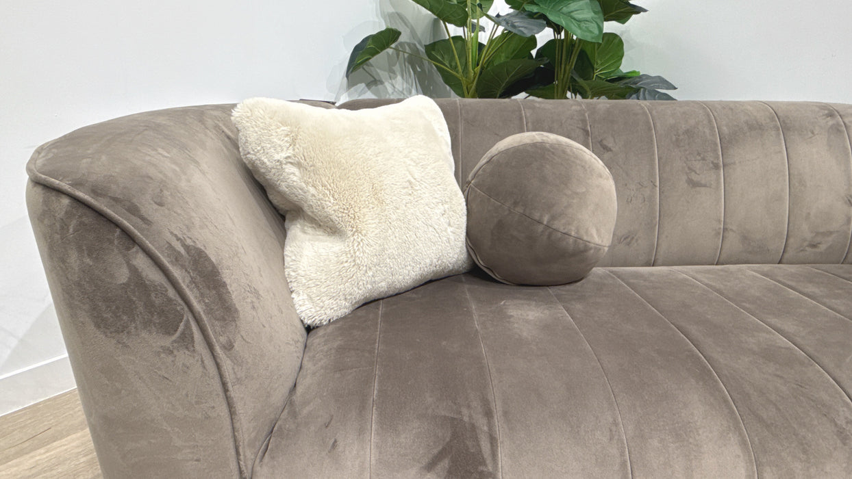 Sofology Fitzrovia Fabric 2 Seater Dark Wood Trim in Matt Velvet Mole Mix
