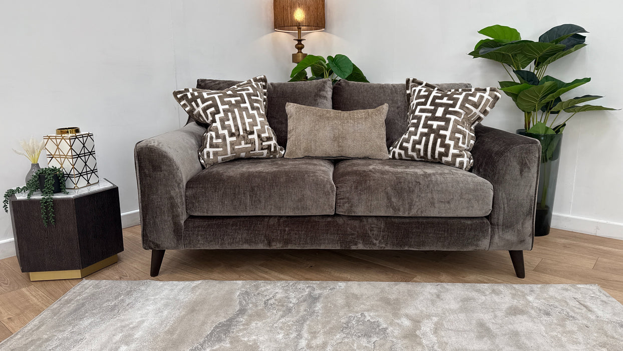 Sofology Mayfair Fabric 2 Seater Foam Seats in Luxury Chenille Truffle/Gold Mix