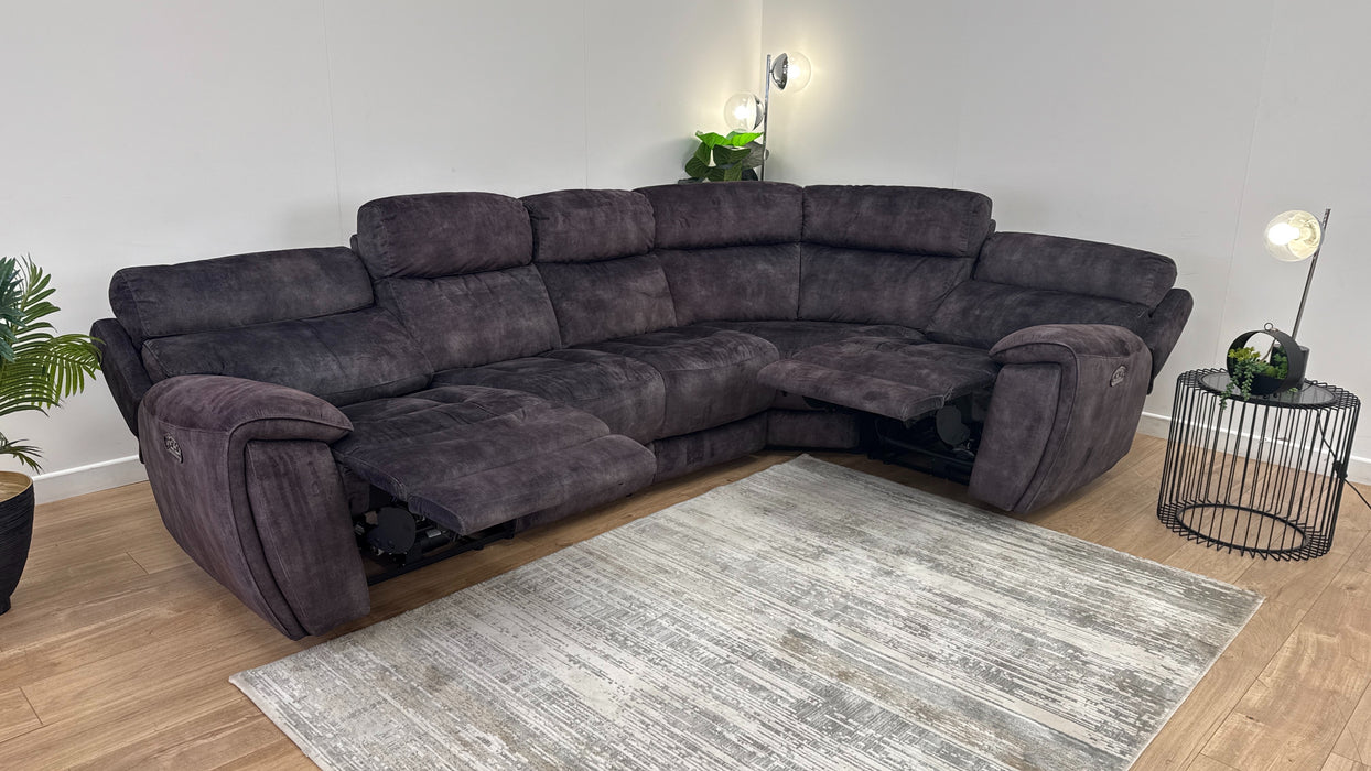 Sofology The Radleigh 3 Corner 1  Fabric Recliner Sofa in Decent Charcoal