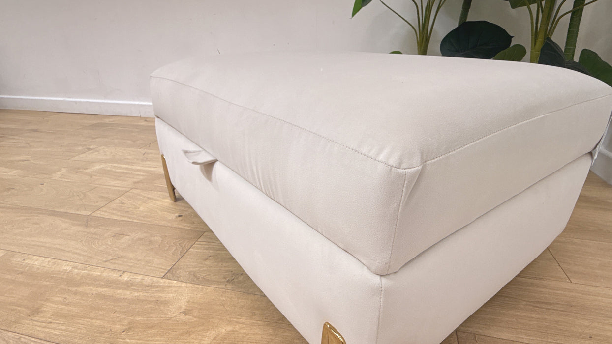 Sofology Oscar Fabric Storage Footstool in Super Matt Velvet Ecru