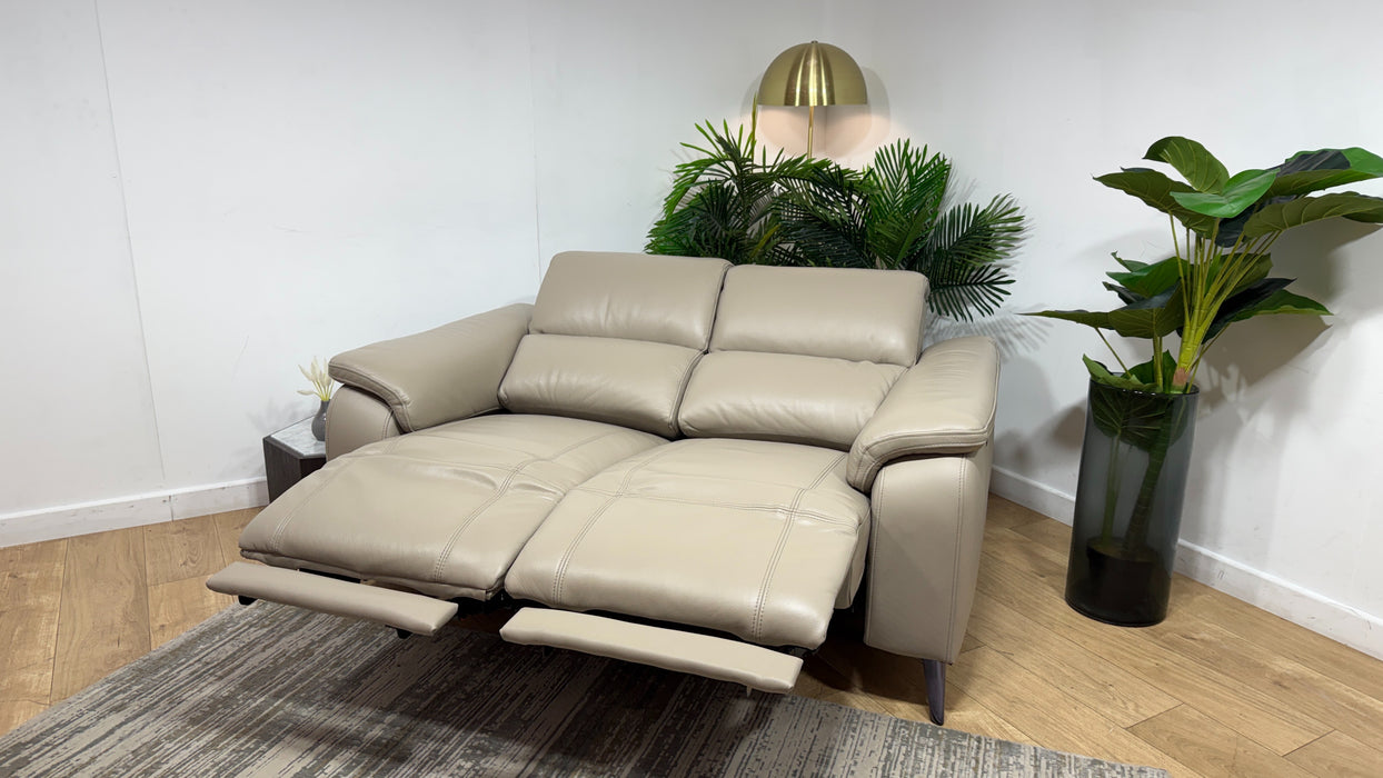 Sofology Bailey Leather 2 Seater Power Recliner in Trusty Embossed Stone