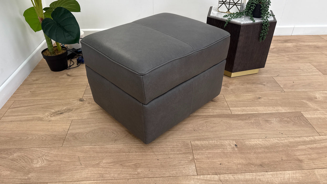 Sofology Artisan Leather Storage Footstool in Relaxed Natural Grain Charcoal