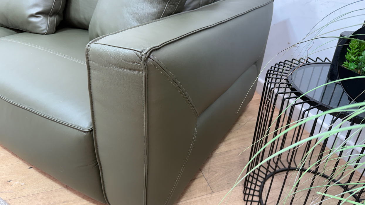 Sofology Palazzo Leather 3 Seater without Trim in Trusty Matt Olive
