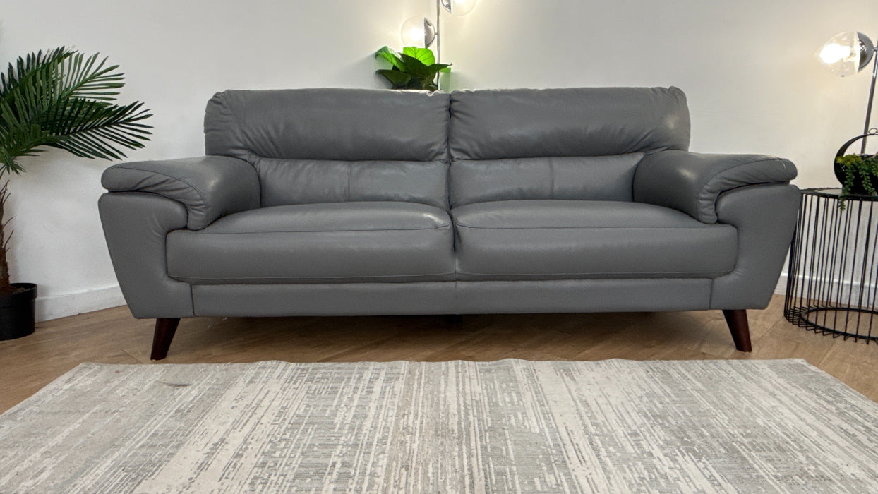 DFS Danbury Leather 3 Seater in Fossil Grey