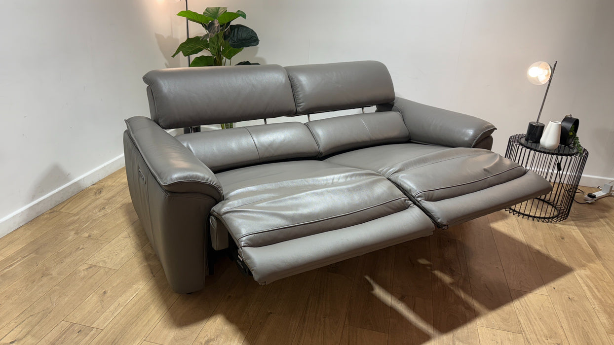 Sofology Hugo Leather 2.5 Seater Power Recliner/Headrest in Trusty Embossed Elephant