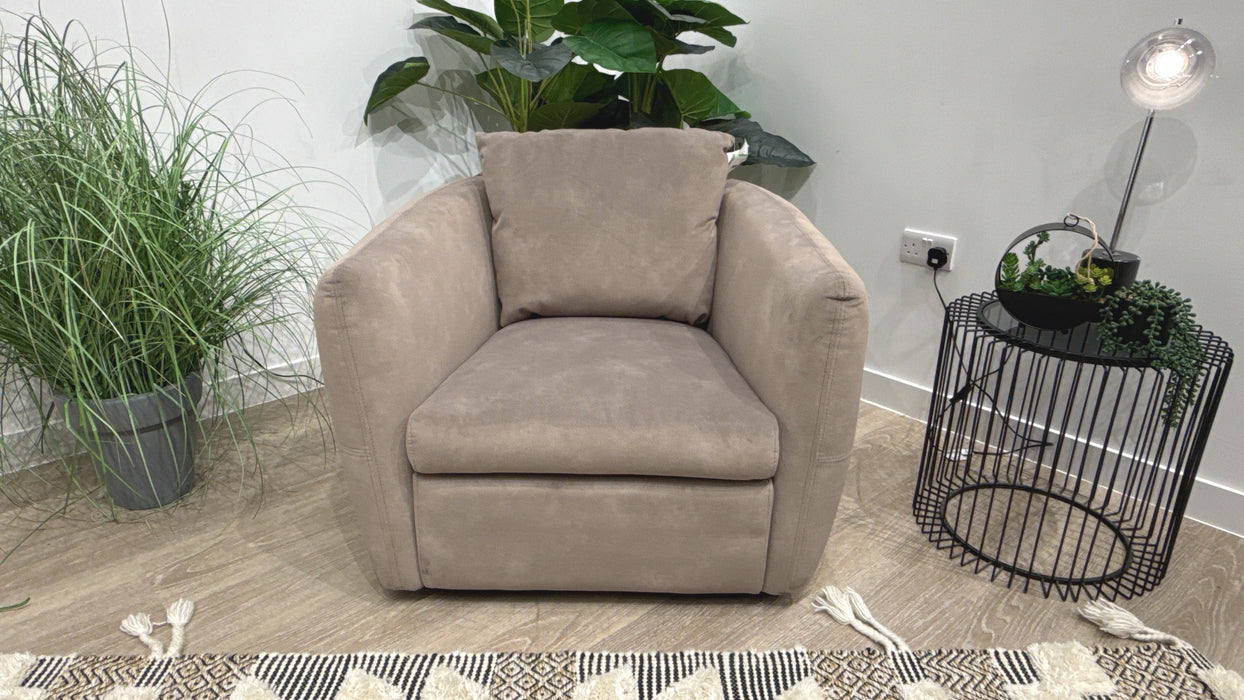 Sofology Marvella Fabric Swivel Chair in Lifestyle Flecked Nutmeg